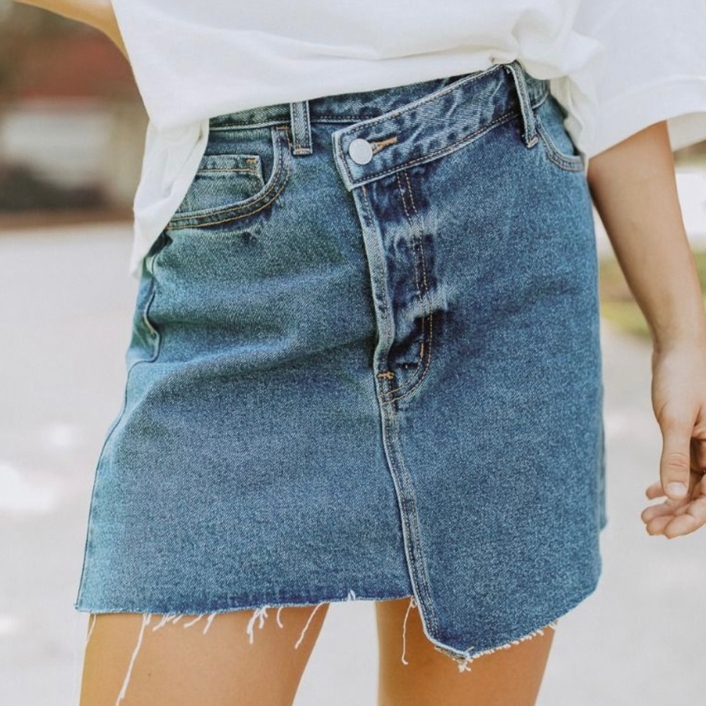 Maya Asymmetrical Hem Denim Skirt - NWT